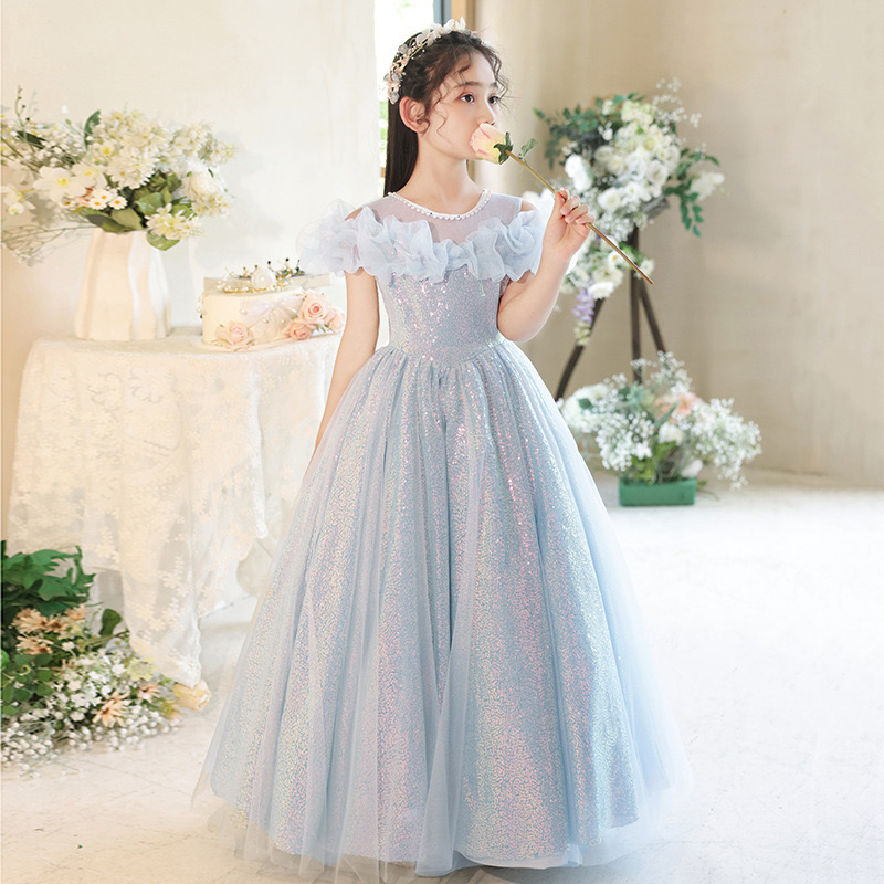 Beautiful Pink Flower Dresses For Weddings Custom Made Shiny Blingbling Princess Birthday Party Gowns Pretty Formal Girls Cute Puffy Tulle Pageant Dre