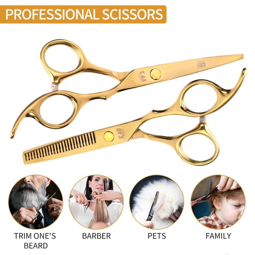 Other Hair Cares 3/5PCS Gold Hairdressing Styling Tools Set 6 Inch Haircut Scissors Hair Cutting Comb Suit Men Manual Shaver Barber Spary bottle 23101