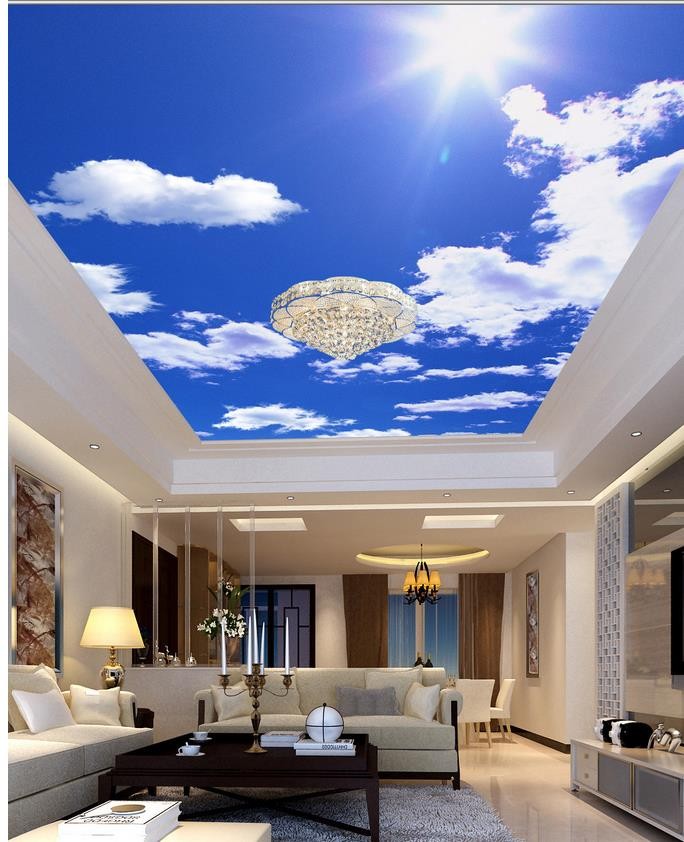Large Mural Wallpaper For Ceiling Decoration blue sky ceilings 3D Photo Wallpaper Mural Papel De Parede