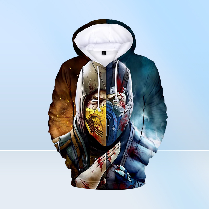 New Fashion 3D Mortal Kombat 11 Hoodie Menwomen Longsleeved Hooded Men Streetwear Loose Hooded Streetwear Tops Hip Hop