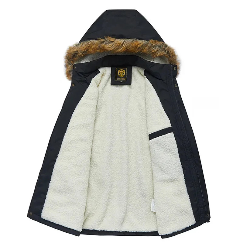 Men's Down Parkas Winter Jacket Cargo Coat Windbreaker Waterproof Overcoat Warm Fur Collar Fleece Liner Outdoor Hiking Thick Clothes 231017