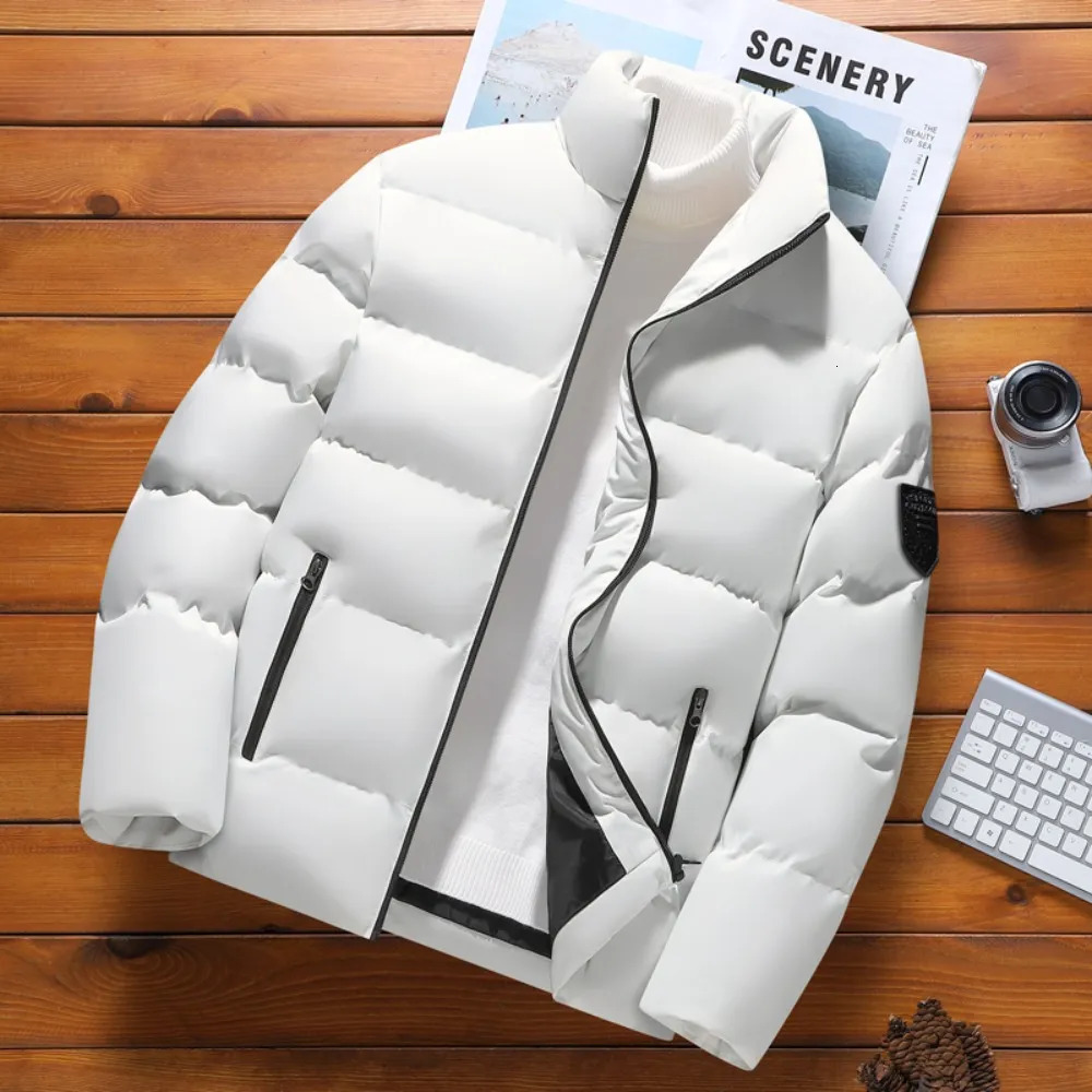Men's Down Parkas Stand Collar Parka Jacket Men Autumn Winter Cotton Padded Jackets Fashion Clothing 2023 Trends Puffer 231017
