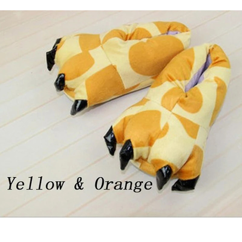 Slippers Winter Warm Soft Indoor Floor Slippers Women Men Children Shoes Paw Funny Animal Christmas Monster Dinosaur Claw Plush 231017