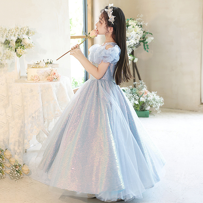 Beautiful Pink Flower Dresses For Weddings Custom Made Shiny Blingbling Princess Birthday Party Gowns Pretty Formal Girls Cute Puffy Tulle Pageant Dre