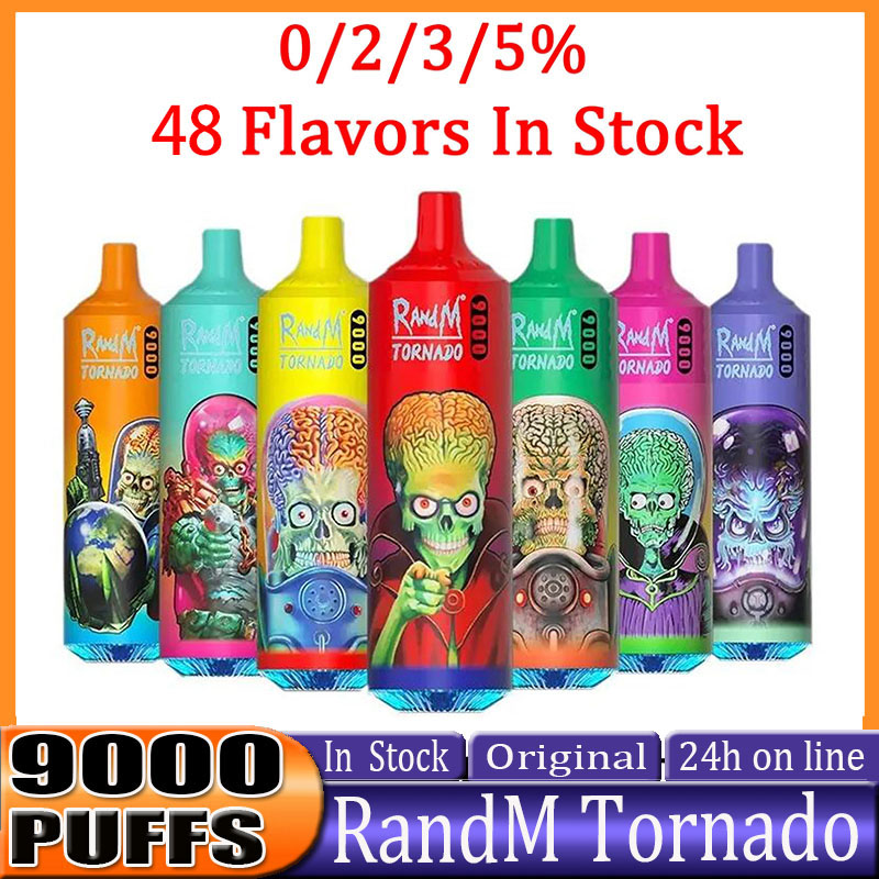 Original RandM Tornado 9000 puff Disposable E Cigarettes With Verified Code puff 9k 0% 2% 3% 5% Rechargeable Battery 18ml Device Vape Pen