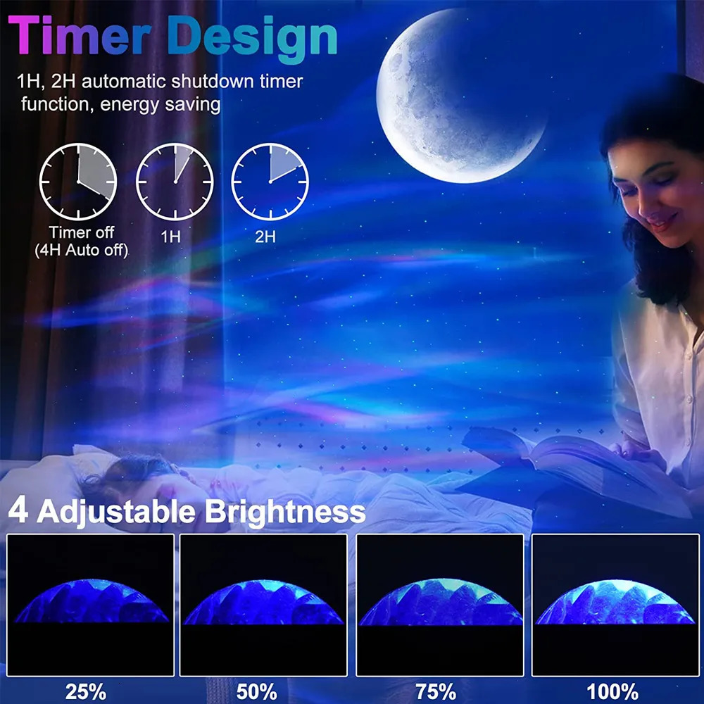 Novelty Items Aurora Star Light Projector with Moon Galaxy Night Lights Remote Control Gift for Kids Sky Lamp Bluetooth Projection Lamps 231017