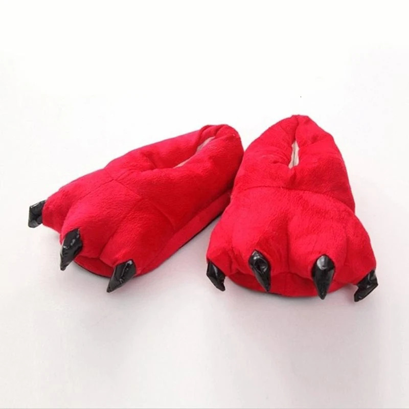 Slippers Winter Warm Soft Indoor Floor Slippers Women Men Children Shoes Paw Funny Animal Christmas Monster Dinosaur Claw Plush 231017