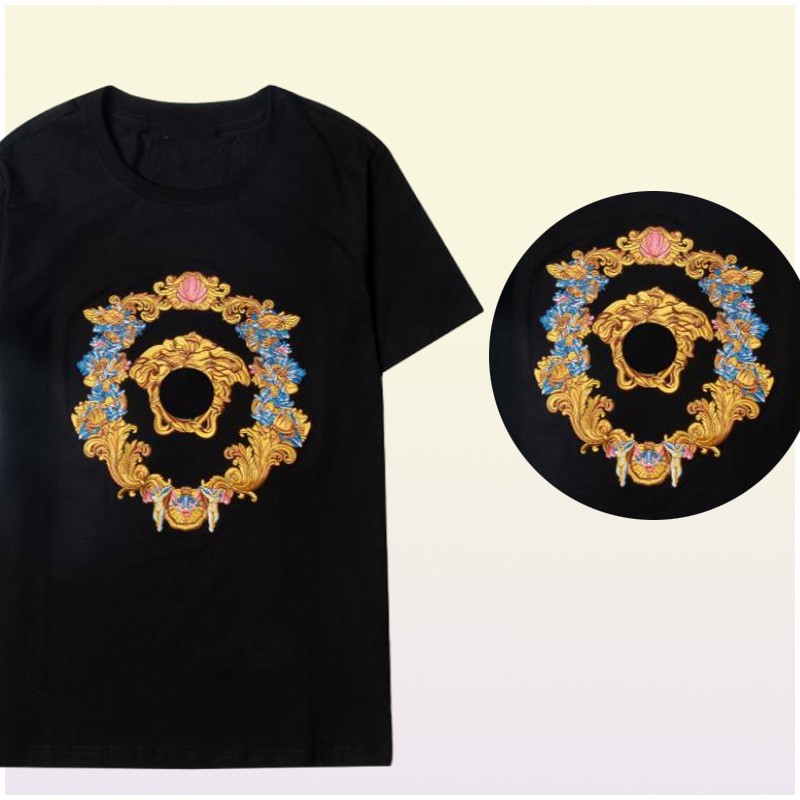 T-Shirts Embroidery Men's T-Shirts V-letter Tide Brand logo Spring/Summer Pure Cotton Short Sleeve T-shirt for men and women with the same handso