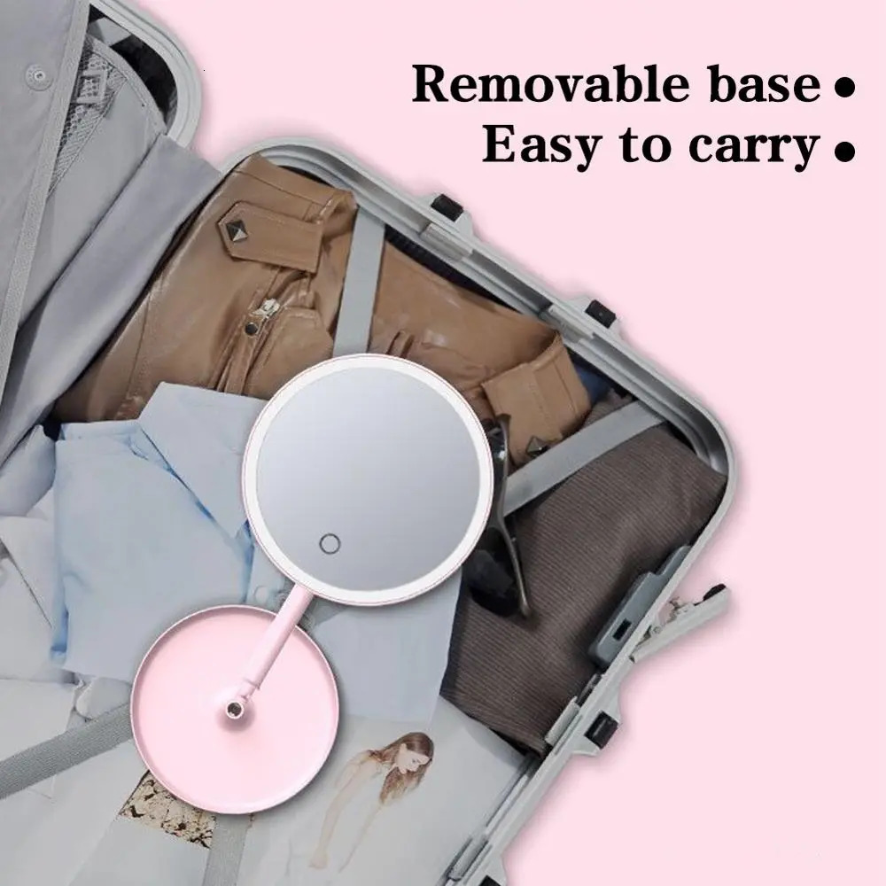 Compact Mirrors Makeup Mirror With Light White LED Daylight Vanity Mirror DetachableStorage Base 3 Modes Mirror With Light Gift USB Cable 231017