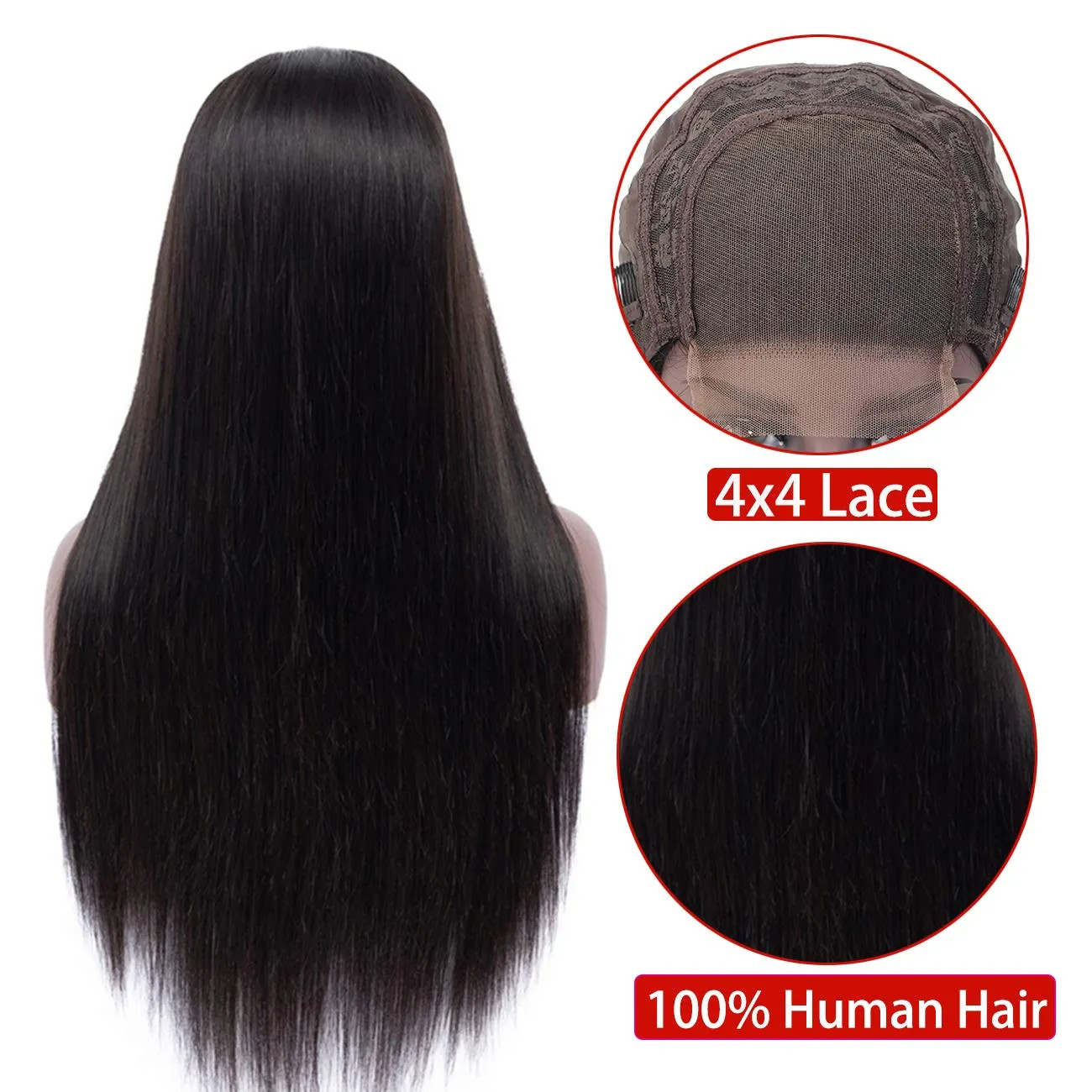 Natural Color Brazilian Straight Hair Wigs With Bangs Full Machine Made Human Hair Wigs For Women 150% density