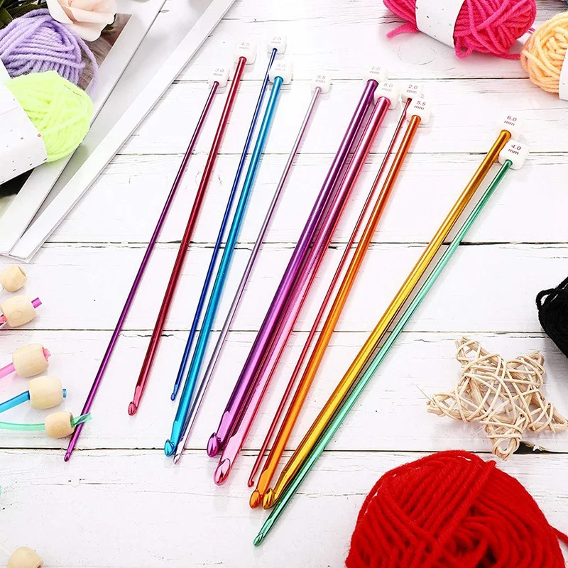 Craft Tools 23 Pieces Tunisian Crochet Hooks Set 310 Mm Cable Bamboo Knitting Needle With Bead Carbonized Hook 231017