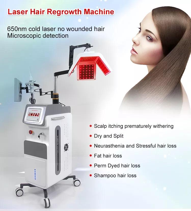 Hot Sales LED Red Light laser 650nm Hair Regrowth Hair Growth Laser Machine With Hair Analyzer Faster Growing Repair Damaged Hair Shafts Strengthens H
