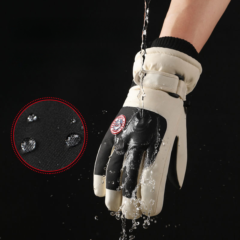 Ski gloves for men and women in winter with plush and thick insulation, windproof and waterproof outdoor cycling gloves