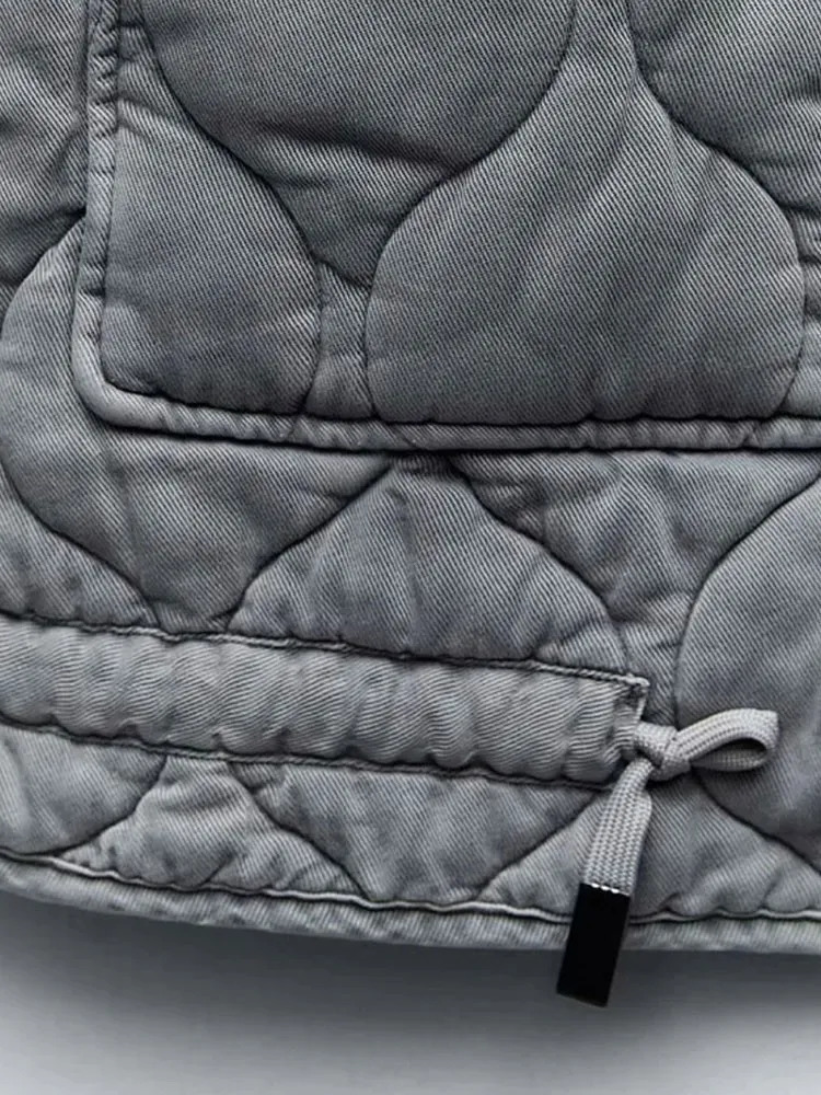 Womens Vests Autumn Solid Patch Checkered Cotton Vest Women Pocket Stand Collar Sleeveless Jackets Female Single Breasted Warm Tops Lady 231017