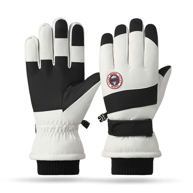 Ski gloves for men and women in winter with plush and thick insulation, windproof and waterproof outdoor cycling gloves