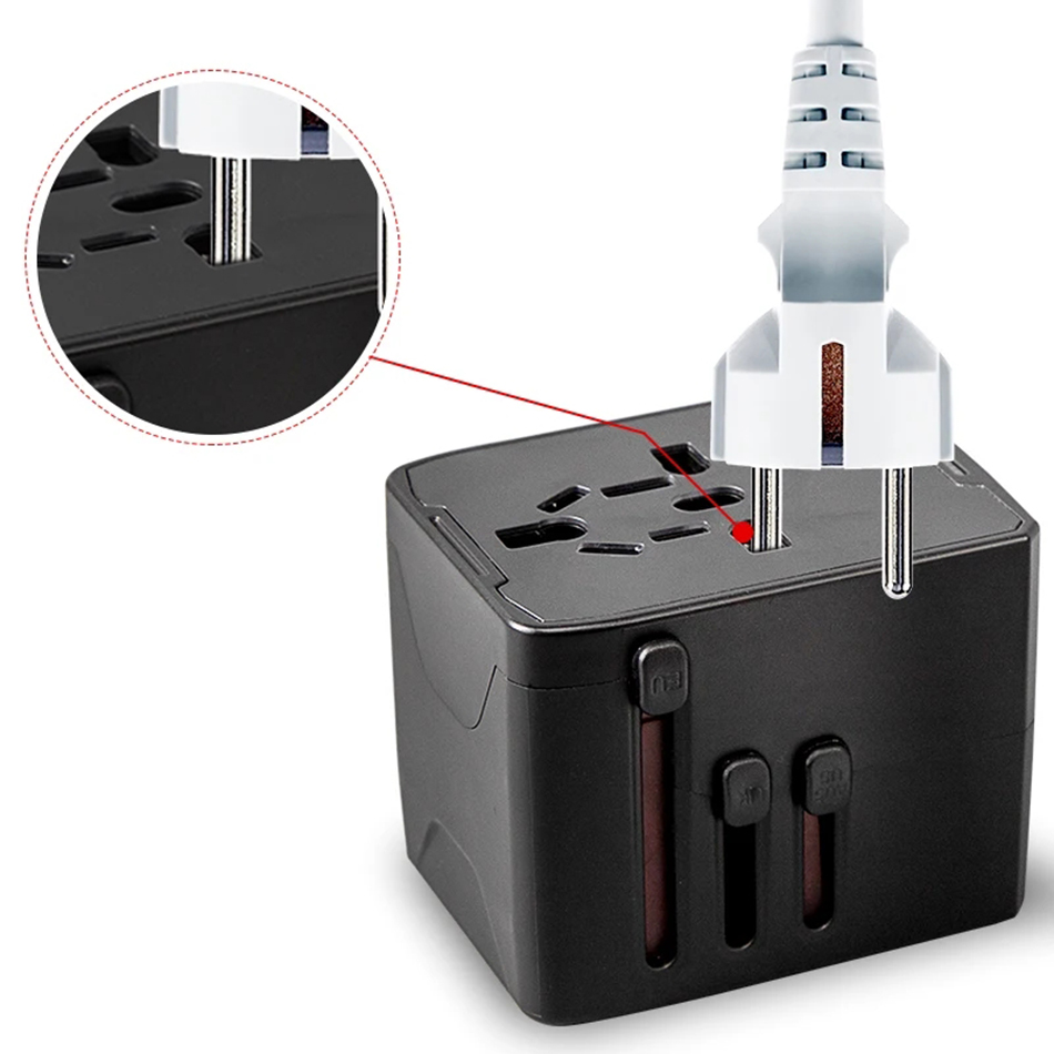65W Universal Travel Adapter 3.5A All-in-one Travel Charger With 3 USB Ports and 1 Type C Wall Chargers for US EU UK AU Plug