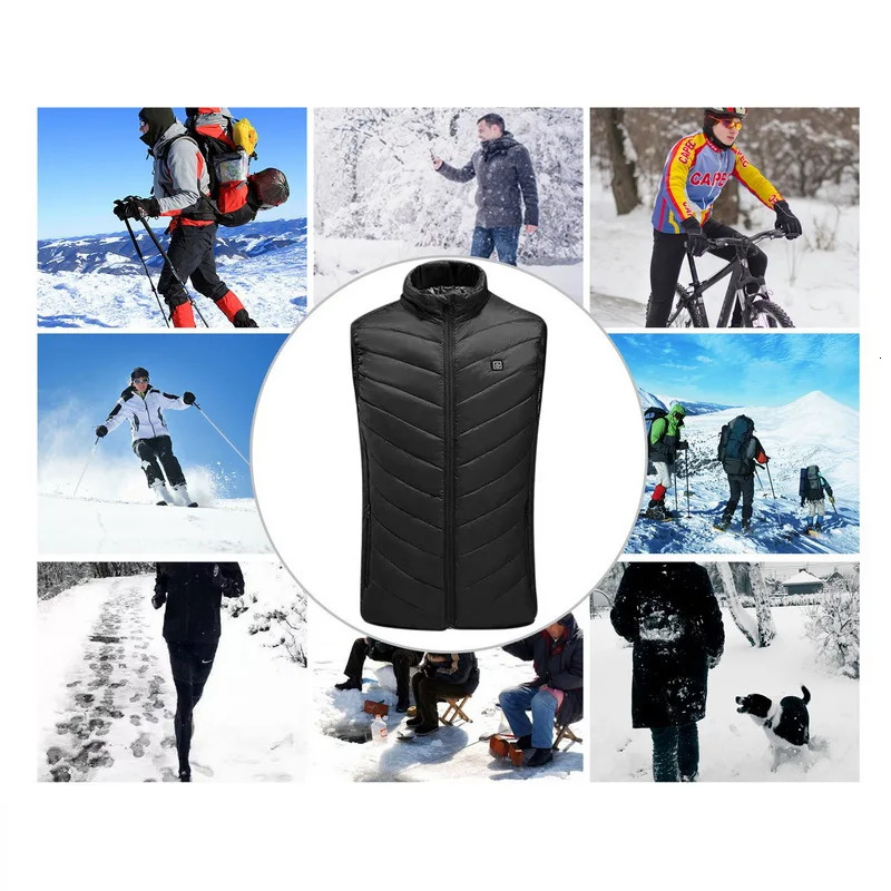 Mens Vests 9 Areas Heated Vest Men Women Jacket Winter Usb Heating Self Thermal Down Warmte 231018