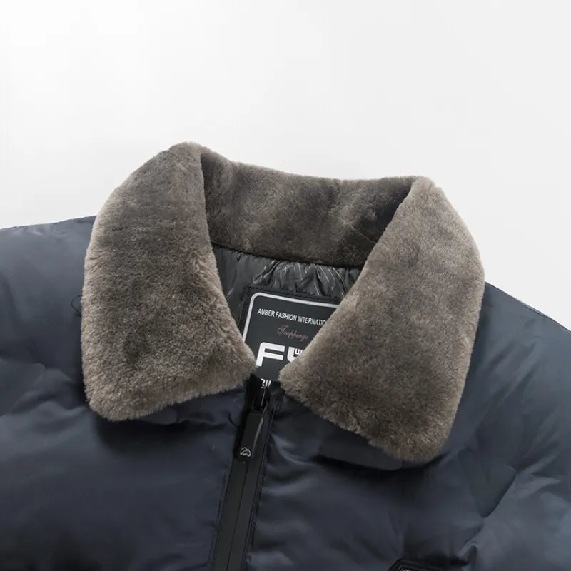 Men's Down Parkas High Quality Jacket Cotton Coat Solid Color Hatless Wool Collar Winter Windproof and Warm fewrtg 231017