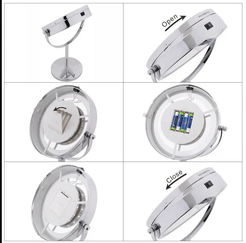 Compact Mirrors 1x/3x/5x Magnification Makeup Mirrors Led Round Table Desk Beauty Vanity Make Up Mirror Led Makeup Mirror With Light 231018