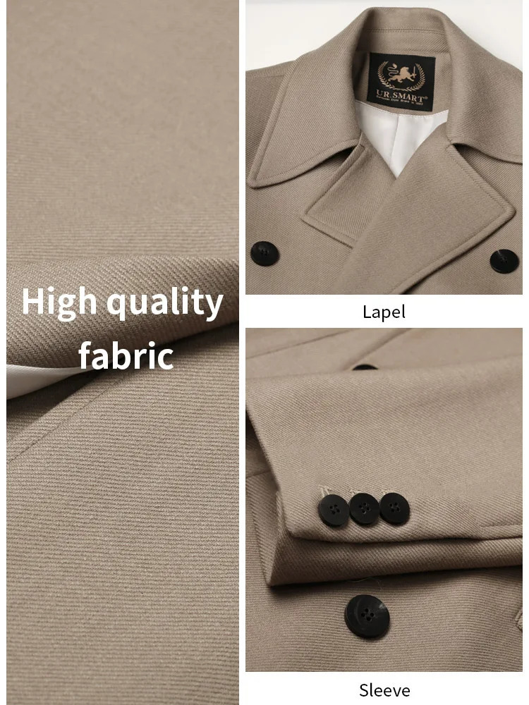 Men's Wool Blends Worsted Coat Mid length Double breasted Thick Detachable Down Tank British Taste 231017