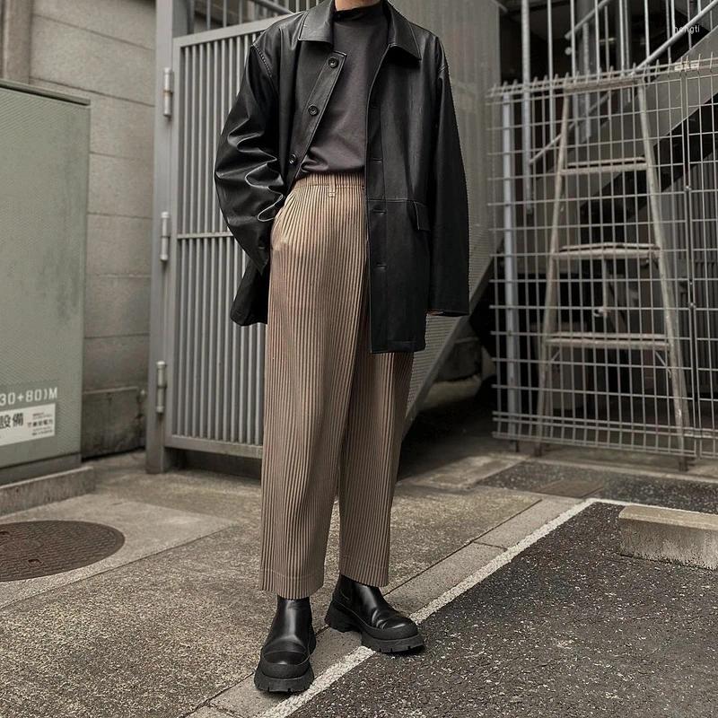 Men's Pants Lssey Miyake Homme Plisse Fashion High Street Pendulous Feeling Loose Straight Pleated Fabric Harun Casual Trousers