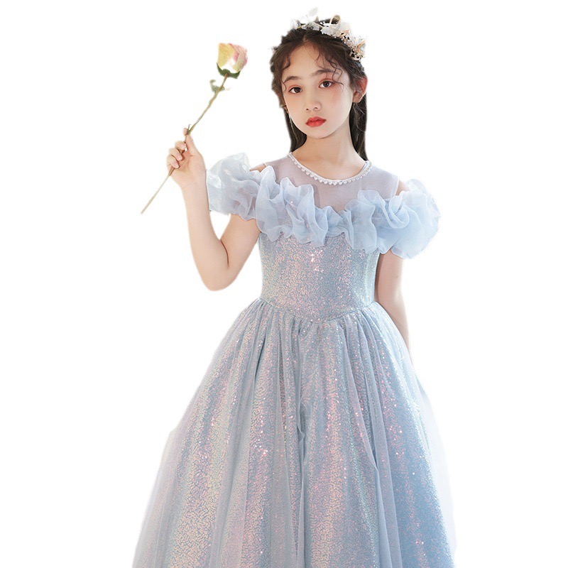 Beautiful Pink Flower Dresses For Weddings Custom Made Shiny Blingbling Princess Birthday Party Gowns Pretty Formal Girls Cute Puffy Tulle Pageant Dre