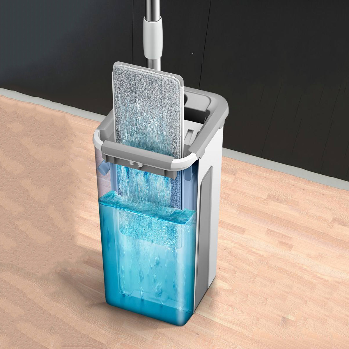 Magic Squeeze With Flat Bucket Rotating Mop For Wash or House Home Cleaning Cleaner Easy