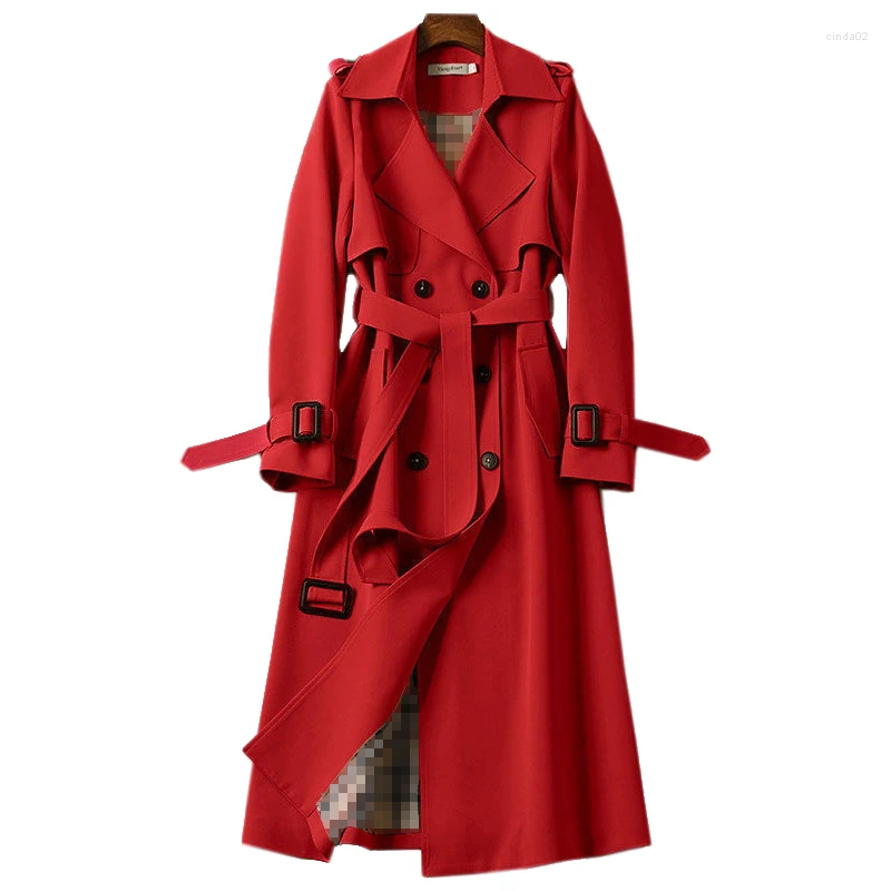 Women's Trench Coats Fashion Womens Jacket Belt Coat Women Double Breasted Mid Long Overcoat Windbreaker Female Jacket Designer Jacket Women