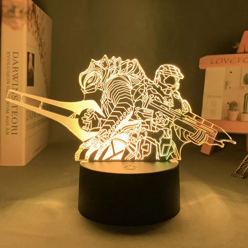 Novelty Items Game Halo Infinite Master Table Led Lamp For Bedroom Manga Figure Bedside Rechargeable Night Lights Children's Christmas Gift 23101