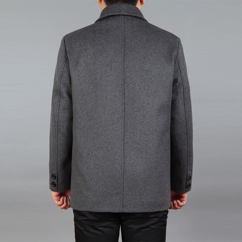 Men's Wool Blends Men Jacket Autumn Woolen Coat Pea Winter Warm Blend Zipper Trench Man Stand Collar Clothing 231017