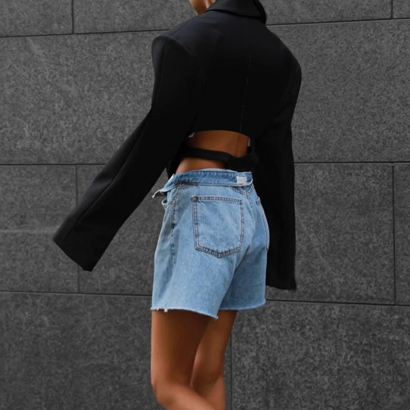 Womens Jackets Autumn Women Button Y2K Clothes Turn Down Collar Hollow Out Long Sleeve Skinny Bodysuit Blazer Club Streetwear Romper YJ22224PF 231017