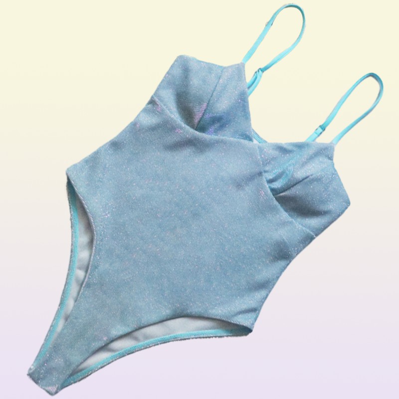 Mix 6 Colors Swimsuit Sexy Shiny High Cut Push Up One Piece Swim Wear Women Swimwear Female Monokini Bather Bathing Suit Lady
