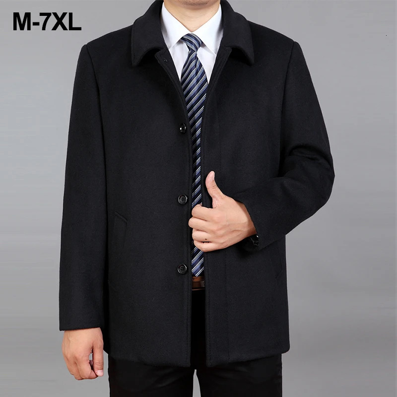 Men's Wool Blends Men Jacket Autumn Woolen Coat Pea Winter Warm Blend Zipper Trench Man Stand Collar Clothing 231017