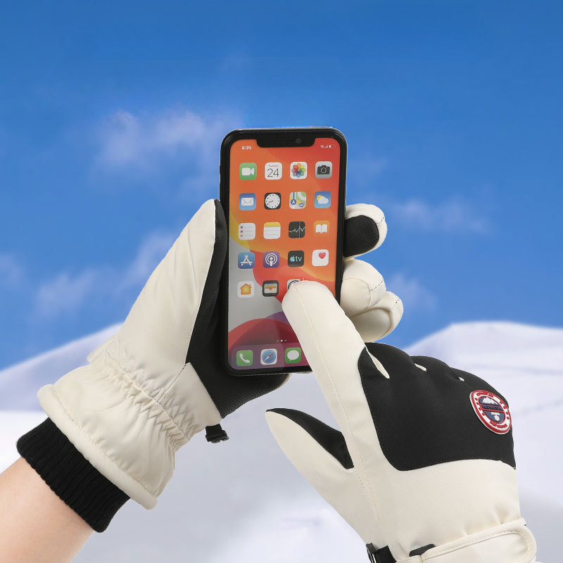 Ski gloves for men and women in winter with plush and thick insulation, windproof and waterproof outdoor cycling gloves