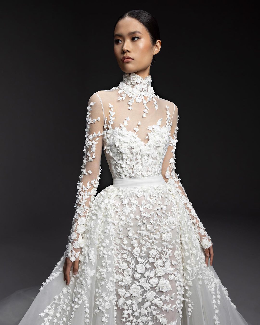 Lace Mermaid Wedding Dresses Sexy Illusion High Neck Beach Bridal Gown 3D Flowers Appliques vestidos de novia Boho Custom Made