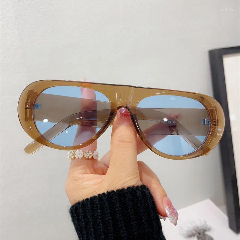 Sunglasses Oulylan Oval For Women Men Fashion Sun Glasses Ladies Black White Brown Eyewear Shades UV400