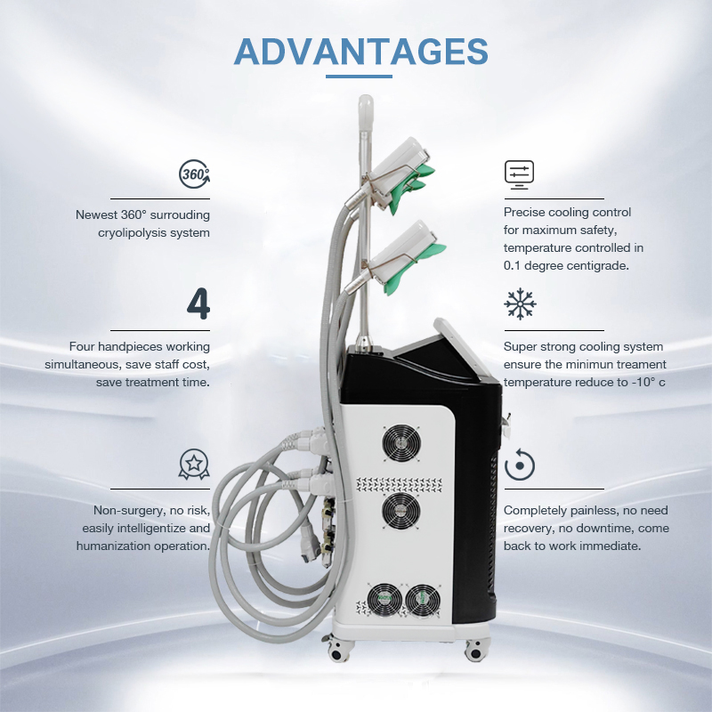 Cryolipolysis clinic weight loss fat freezing cryo body contouring 360 cryotherapy vacuum liposuction machine 5 handle