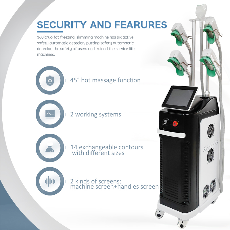 Cryolipolysis clinic weight loss fat freezing cryo body contouring 360 cryotherapy vacuum liposuction machine 5 handle