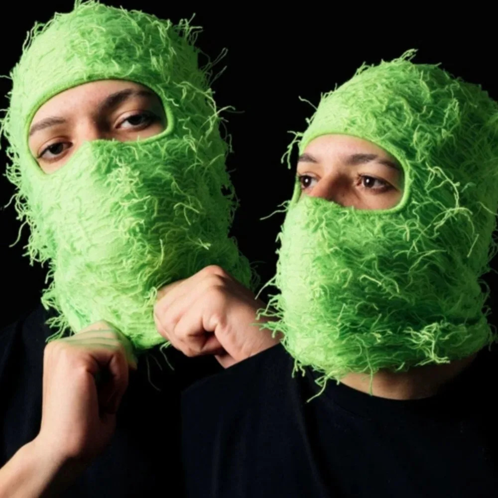 Beanie/Skull Caps Knitted Full Face Balaclava Distressed Ski Mask Shiesty Mask Camouflage Hiking Scarves Fleece Fuzzy Balaclava Ski Halloween Hat 2310