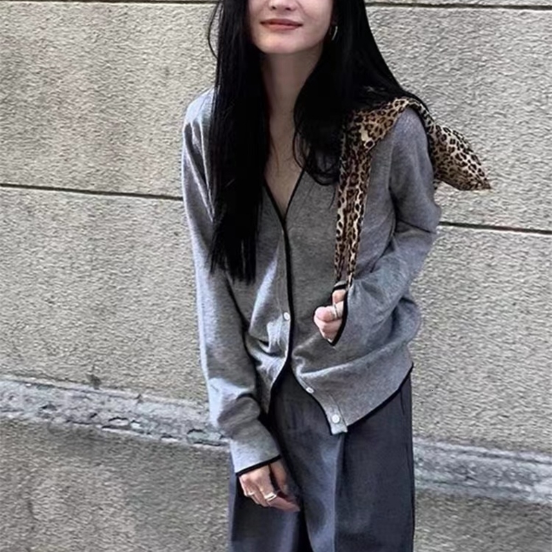 Women's Knits Tee's cashmere cardigan Vneck spring and autumn fashion lazy style casual women's top 231017