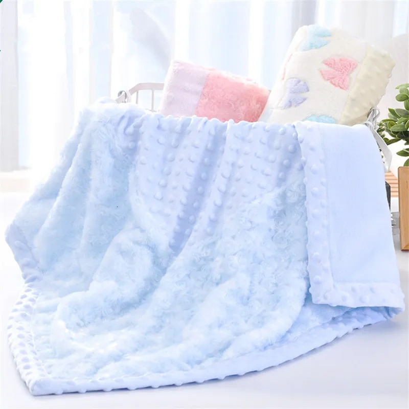 Quilts 2 layers Quilted Sherpa Back Thermal 3D Butterfly Flannel Soft Baby Swaddle born Wrap Crib Beddings Kids Nap Rug 231017