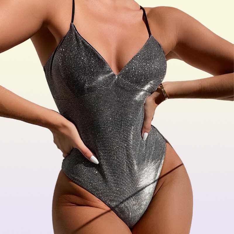 Mix 6 Colors Swimsuit Sexy Shiny High Cut Push Up One Piece Swim Wear Women Swimwear Female Monokini Bather Bathing Suit Lady
