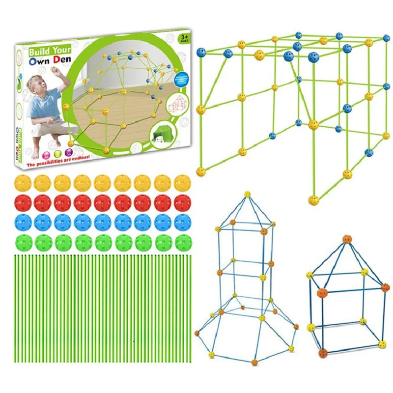Toy Tents DIY tent Kids Construction Fort Toys Building Castles Tunnels Tents Kit 3D Play House Building Toys For XMAS Gift Building Block 231019