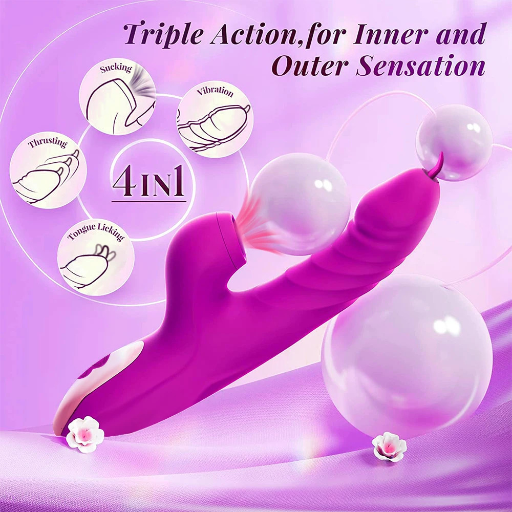 Vibrators Powerful Thrusting Vibrator Female Clitoris Sucker Vacuum Stimulator G Spot Tongue Licking Dildo Adult Goods Sex Toy for Women 231018