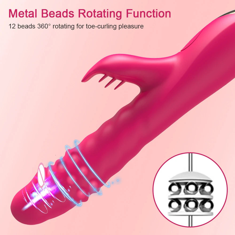 Vibrators Rabbit Vibrator for Women Vagina GSpot Clitoris Stimulator Thrusting Telescopic Rotating Dildo Vibrating Sex Toys Adult 231018