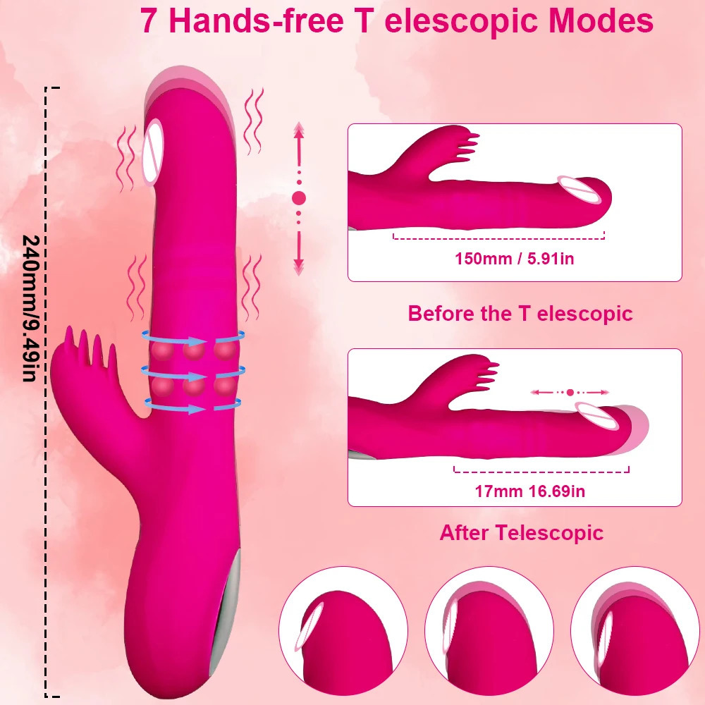 Vibrators Rabbit Vibrator for Women Vagina GSpot Clitoris Stimulator Thrusting Telescopic Rotating Dildo Vibrating Sex Toys Adult 231018