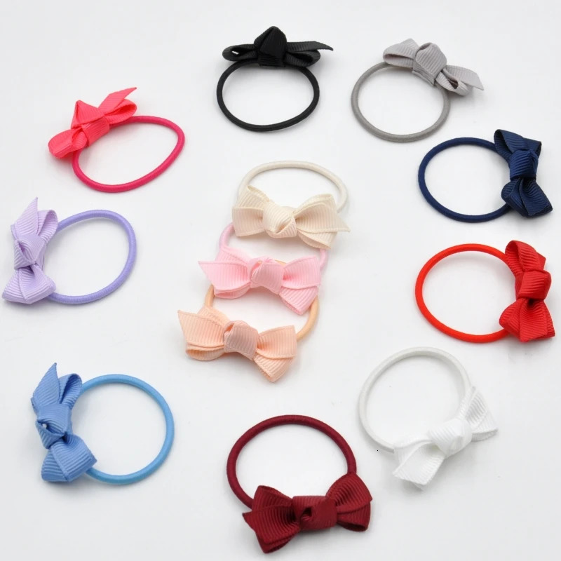 Hair Accessories 24PcsLot Cute Ribbbon Bow Elastic Bands For Baby Girls Children Lovely Grosgrain Rubber Kids Accessory 231019