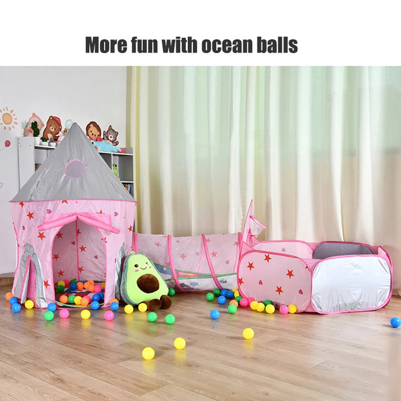 Toy Tents 3 in 1 Rocket Tent Portable Children's Tent Toys for Kids Spaceship Playpen for Children Crawling Tunnel Kids Toys Child Games 231019