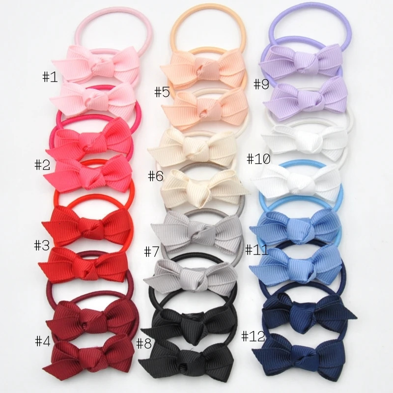 Hair Accessories 24PcsLot Cute Ribbbon Bow Elastic Bands For Baby Girls Children Lovely Grosgrain Rubber Kids Accessory 231019