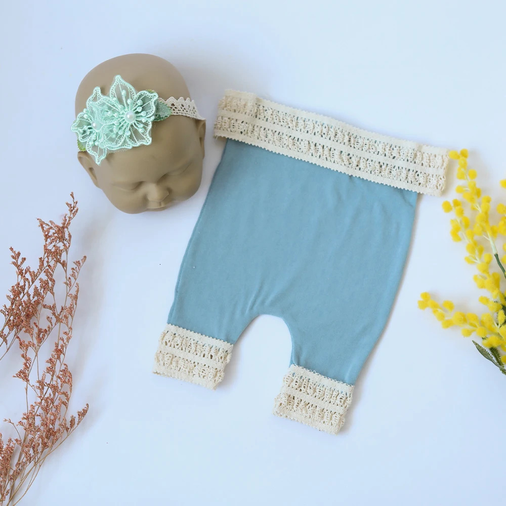 Hair Accessories born Pography Props Baby Girl Clothes Halo Flower Headbands Lace Outfit Romper Bebe Poshoot Ching Set 231019
